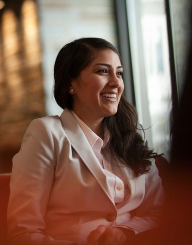 portrait of a young woman in a business suit