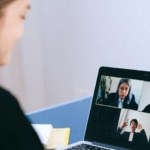 student watching a Zoom meeting