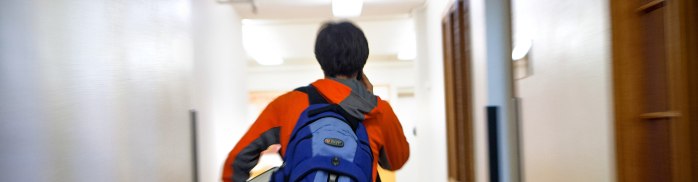 Student walking in hallway