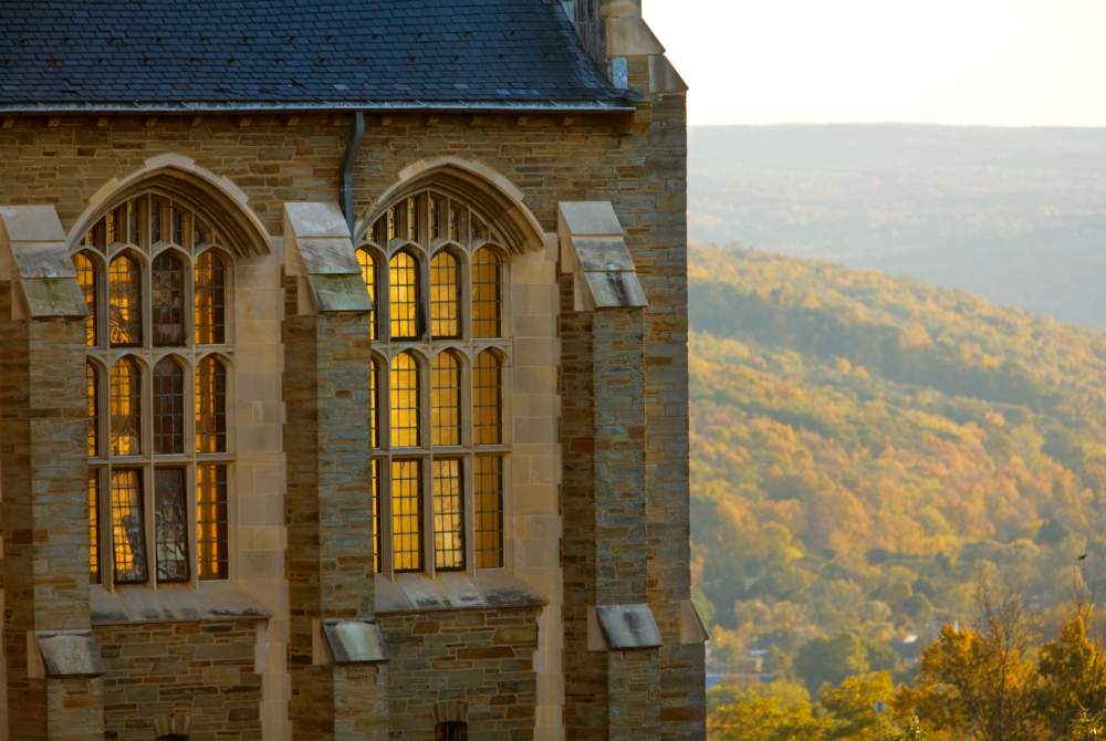 Dusk at Cornell Law.