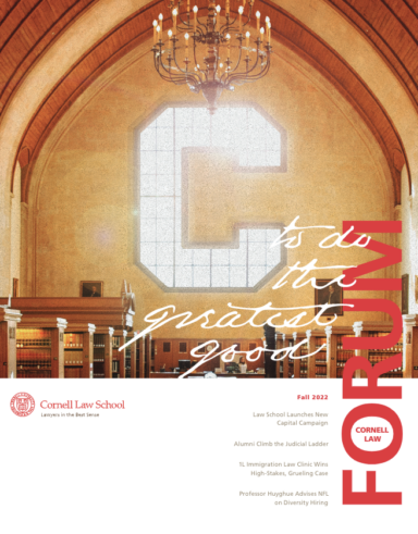 Cover graphic of the Fall 2023 issue of Cornell Law Forum