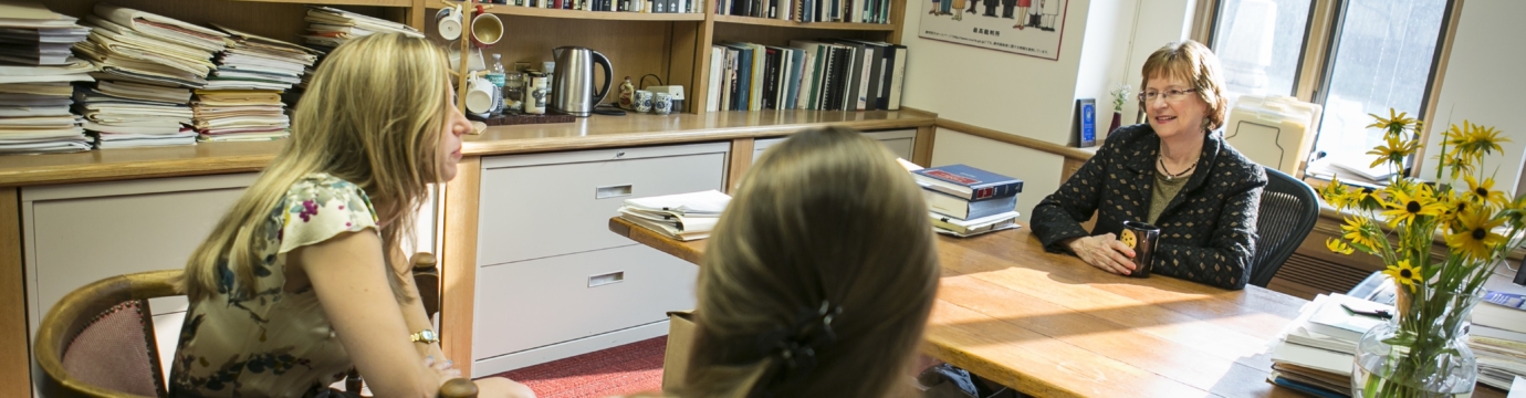 Professor Valerie Hans talking with students at Cornell Law School.