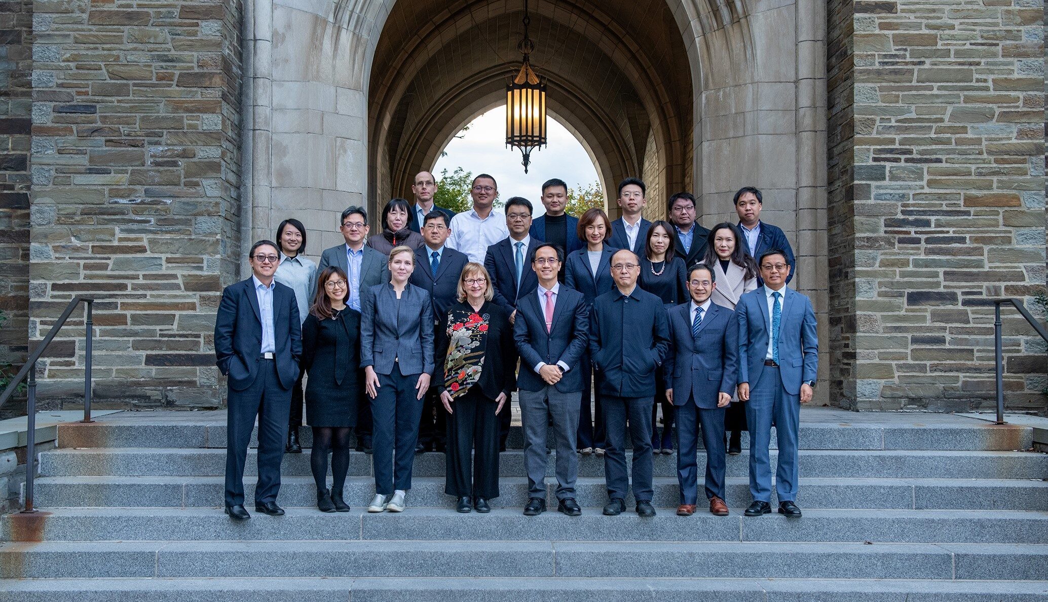 Group image of conference participants outside the law school.