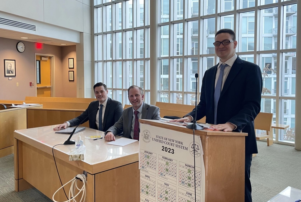 students and faculty in Ithaca city court room