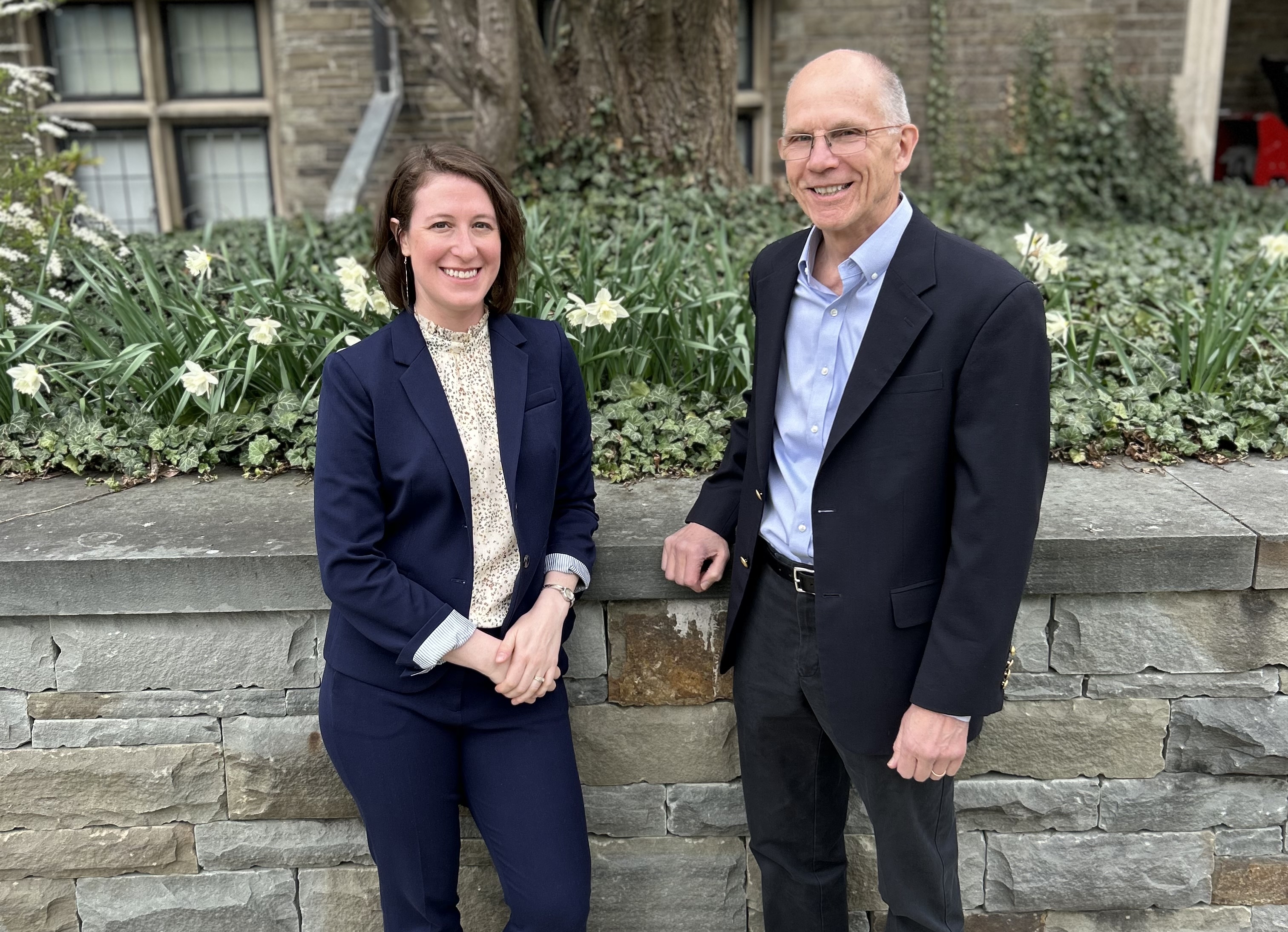 Jaclyn Kelley-Widmer and Steve Yale-Loehr outside the Law School