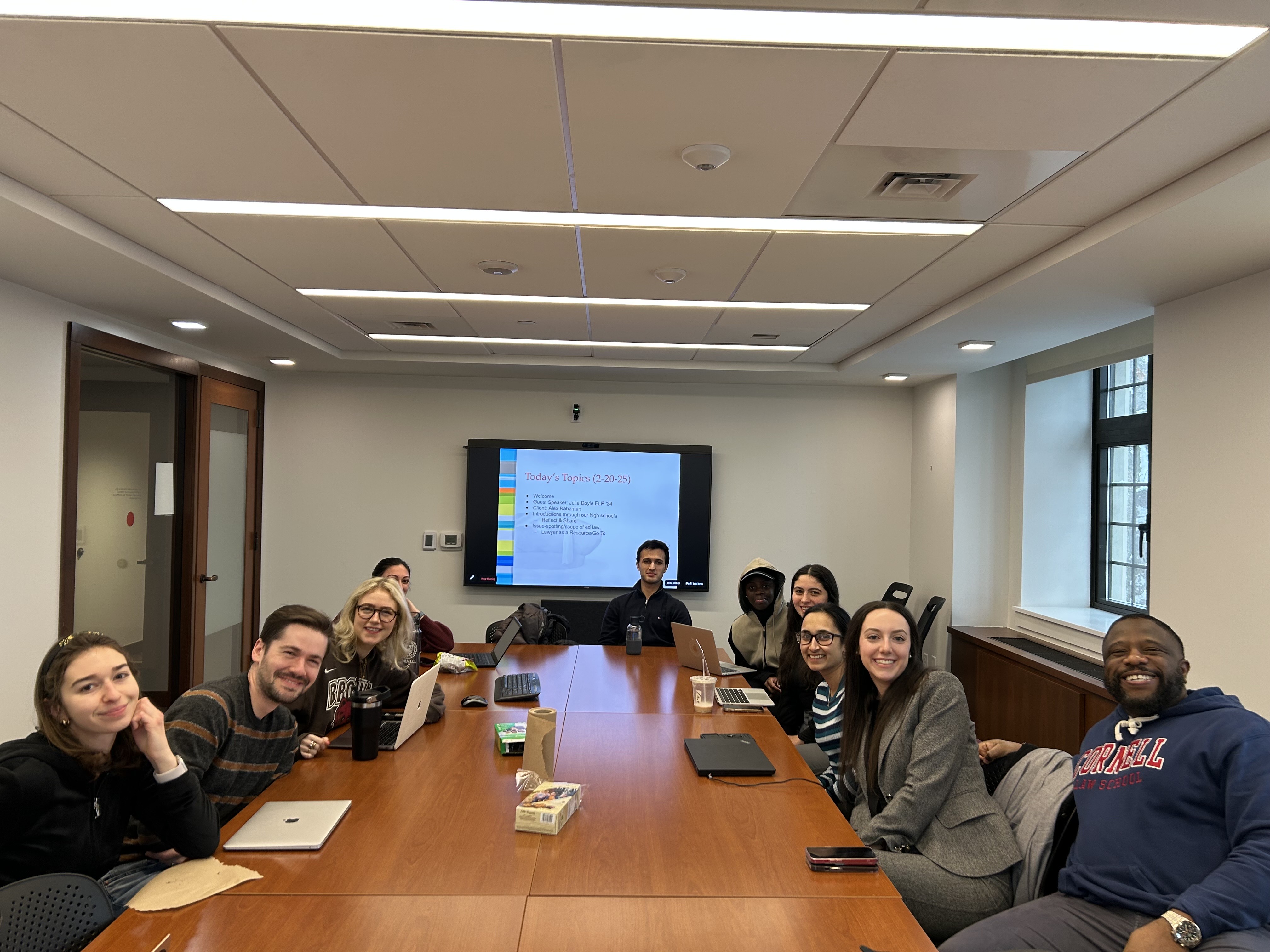 Students gathered around a table