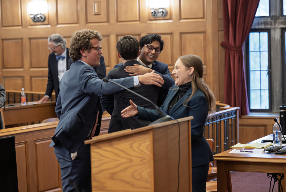 Competitors cheering each other on.