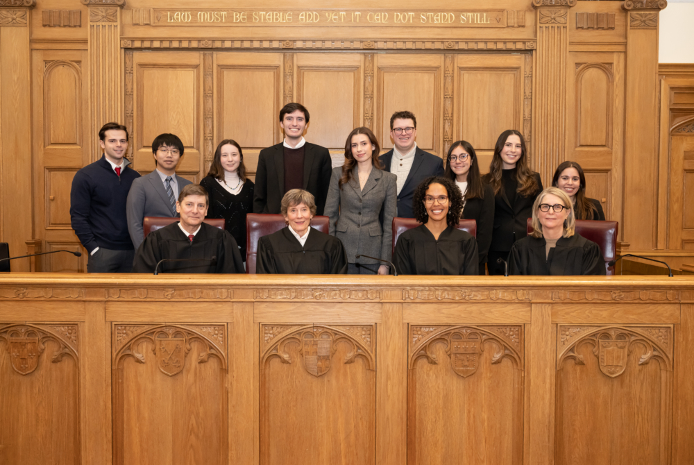 moot court panel and judges for 2026 rossi moot court competition posing for photo
