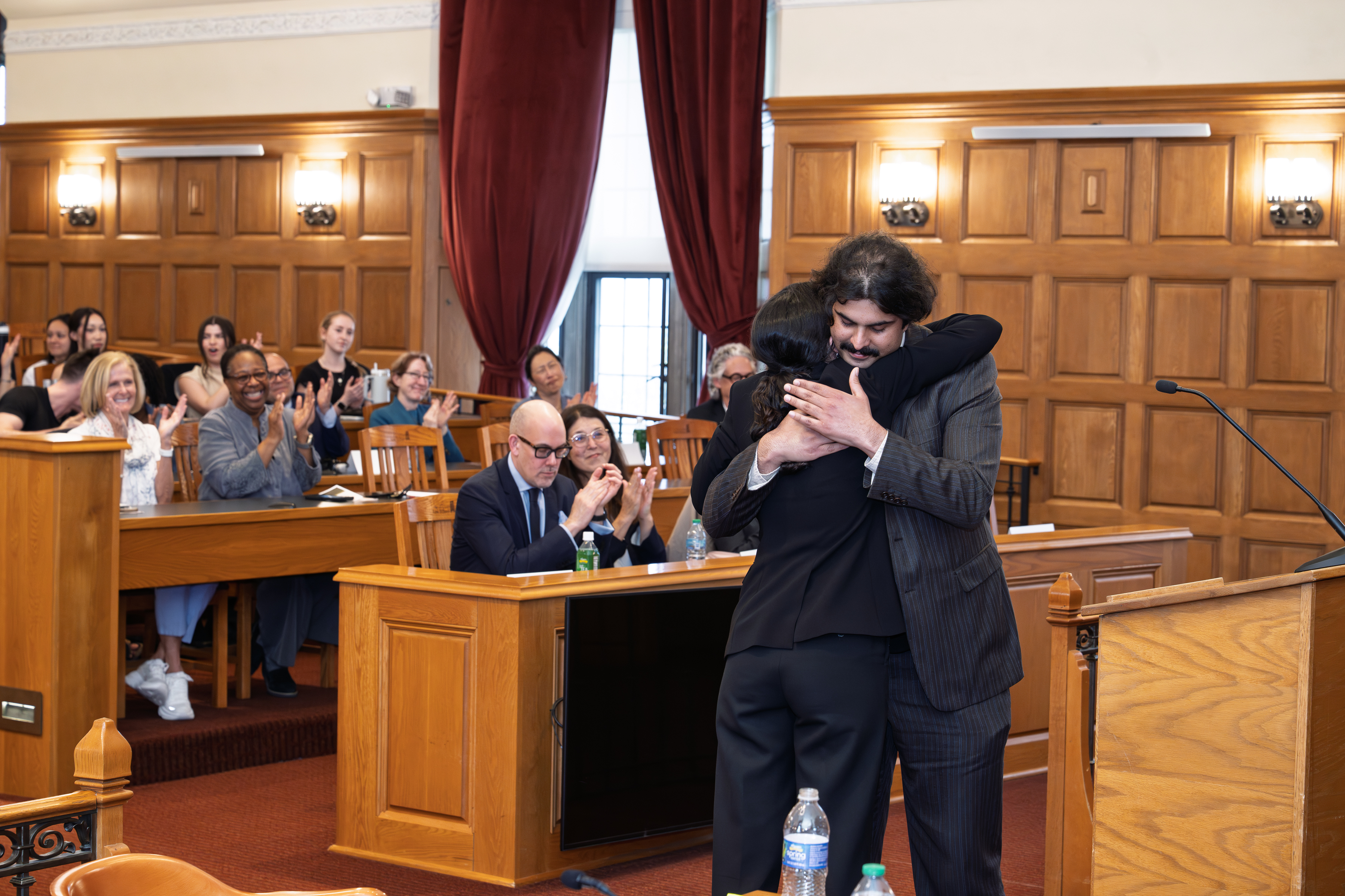 The 2026 Langfan Finalists celebrate at the conclusion of the final round arguments.