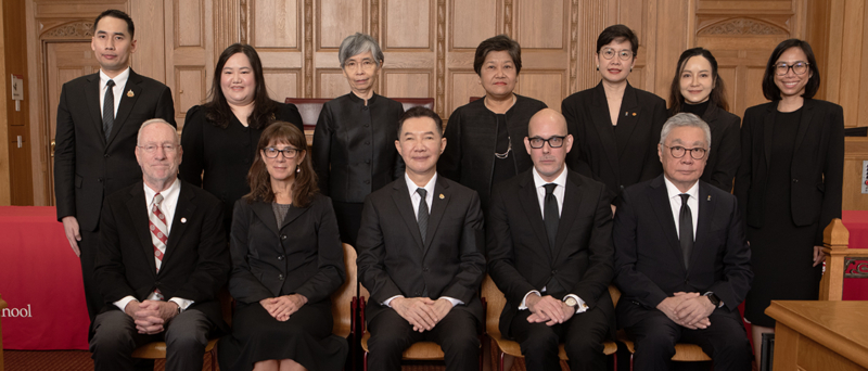 Thailand Bar Delegation along with Cornell University President Michael Kotlikoff, Wendy Wolford, Vice Provost, International Affairs, Cornell University, Honorable Chief Justice Adisak Tantiwong, Jens David Ohlin, Allan R. Tessler Dean and Professor of Law, Cornell Law School and 4. Professor Dr. Kittipong Kittayarak, LLM ’83.