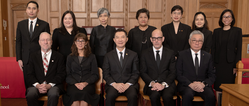 Thailand Bar Delegation along with Cornell University President Michael Kotlikoff, Wendy Wolford, Vice Provost, International Affairs, Cornell University, Honorable Chief Justice Adisak Tantiwong, Jens David Ohlin, Allan R. Tessler Dean and Professor of Law, Cornell Law School and 4. Professor Dr. Kittipong Kittayarak, LLM ’83.